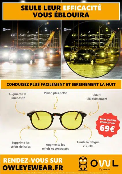 publicité de Owl Eyewear, entreprise créée par des étudiants de l'ICO, école optique Paris sud