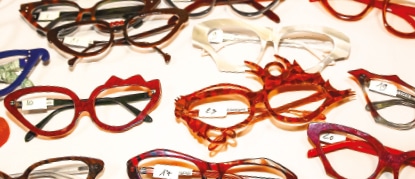 photos de montures de lunettes créées par les étudiants de l'ICO, école optique Paris sud