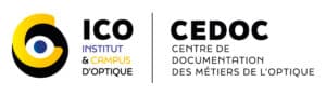 Logo du Cedoc, le centre de documentation des métiers de l'optique de l'ICO, école optique Paris sud