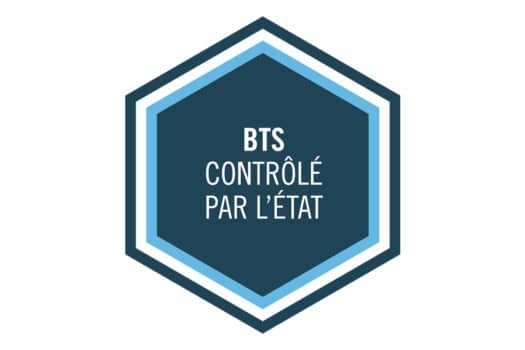 Logo BTS contrôlé par l'État, ce diplôme étant préparé par les étudiants de l'ICO, école optique Paris sud