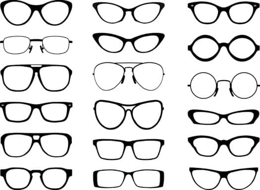 différentes montures de lunettes pour illustrer la formation continue opticien en connaissances morphologiques des visages et conseils